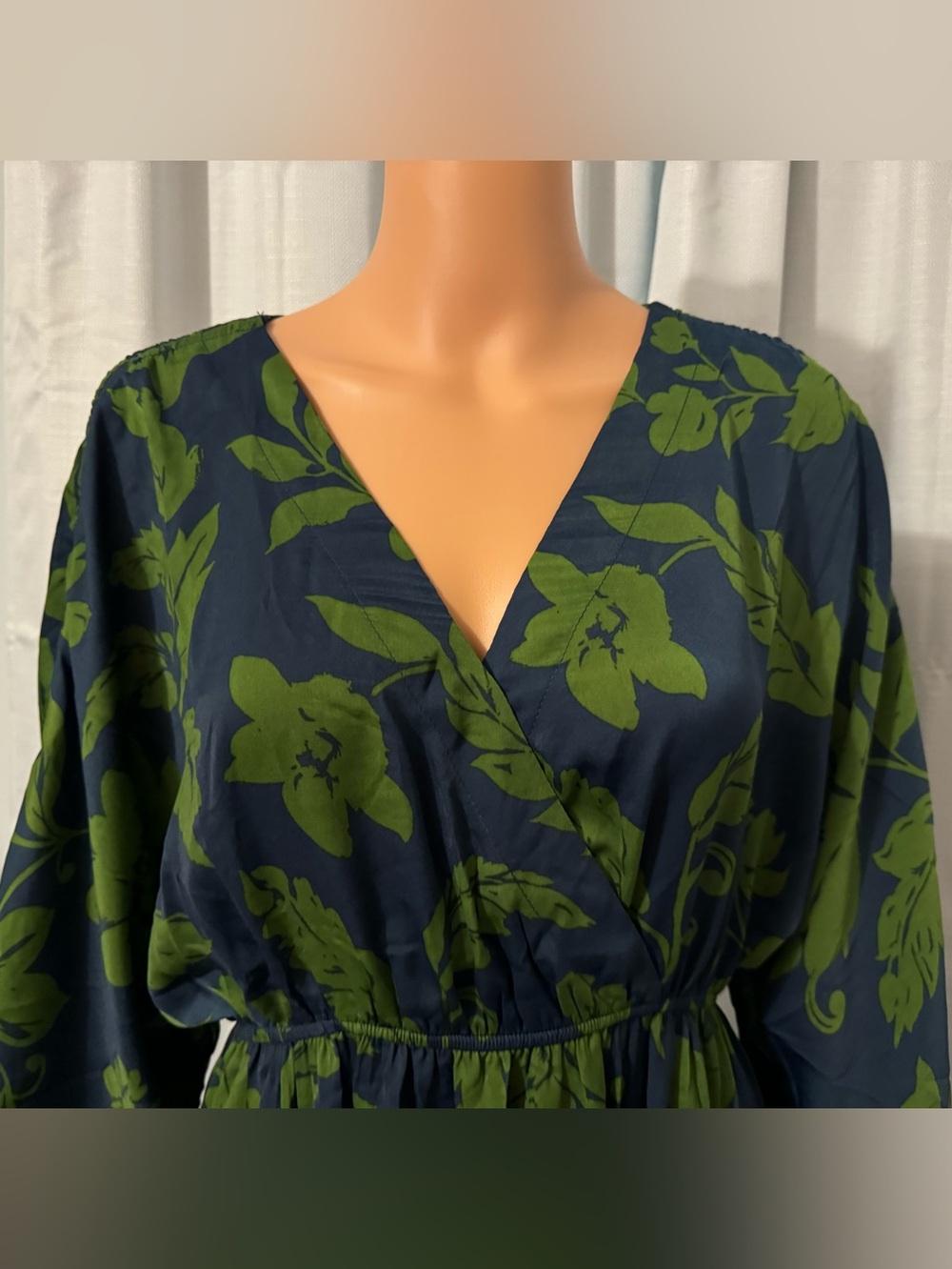 Pretty Easel size S blue green floral print dolman sleeve maxi dress new - Picture 4 of 7